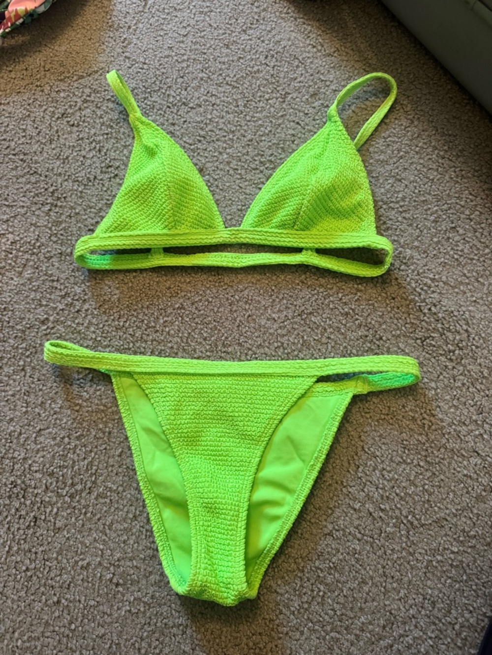 Pacsun Neon Lime Textured Bikini Set